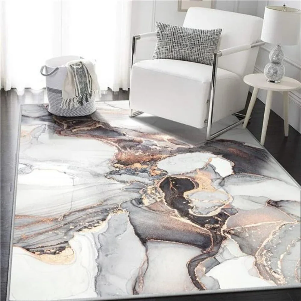 Modern Abstract Marble Area Rug 3x5 Washable Non Slip Rug for Bedroom Office